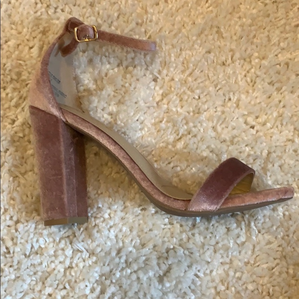 Pink velvet heels
